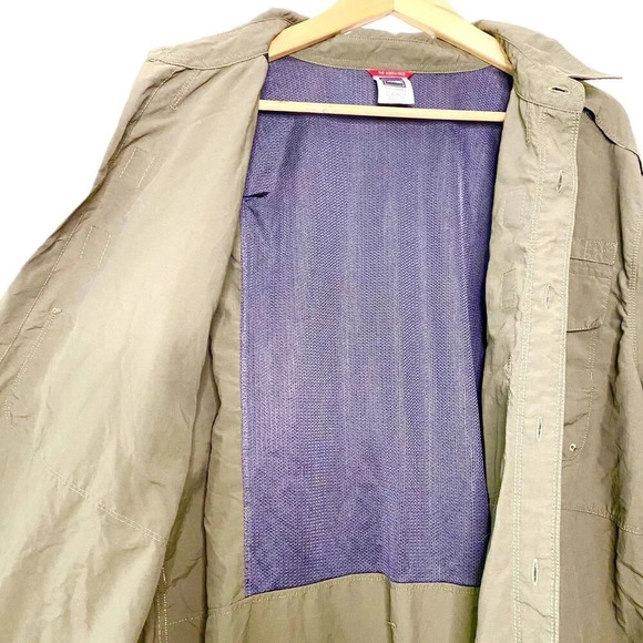 North Face Utility Button Down Shirt Military Green Vented Nylon Hiking XL - Picture 7 of 7